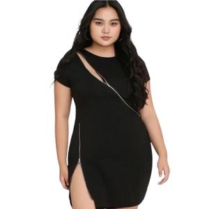 BloomChic NWT Black Plus Size Cut-Out Zipper Mini Shirt Dress | Size XL 12